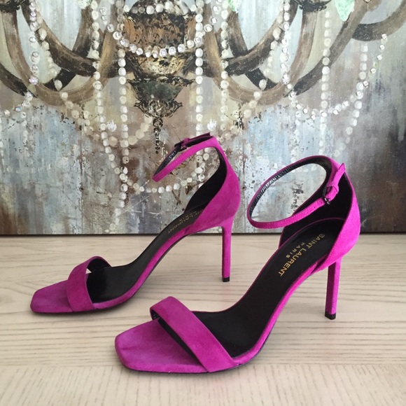 Saint Laurent Pink Suede Heels - Picture 4 of 8